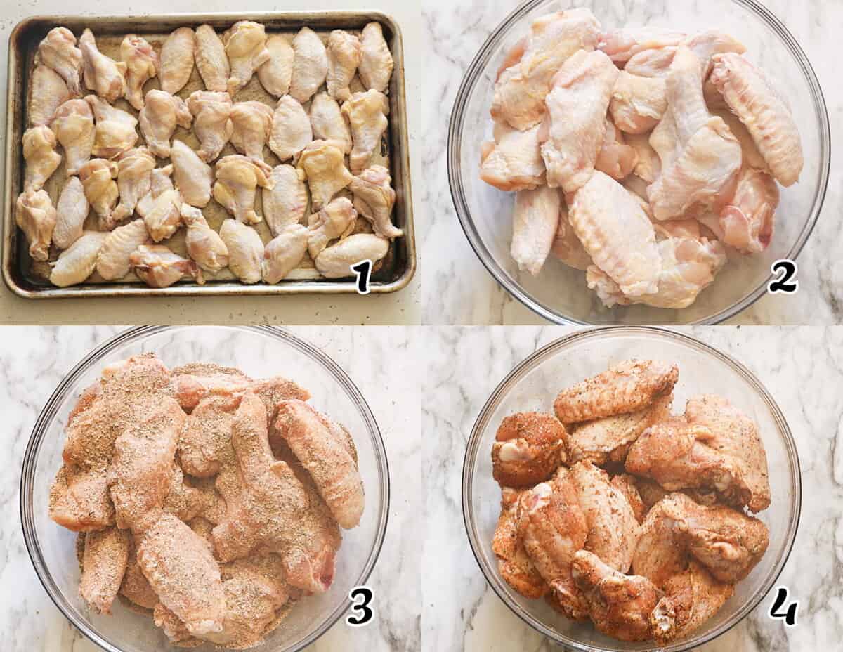 Cut and dry wings, then season them.