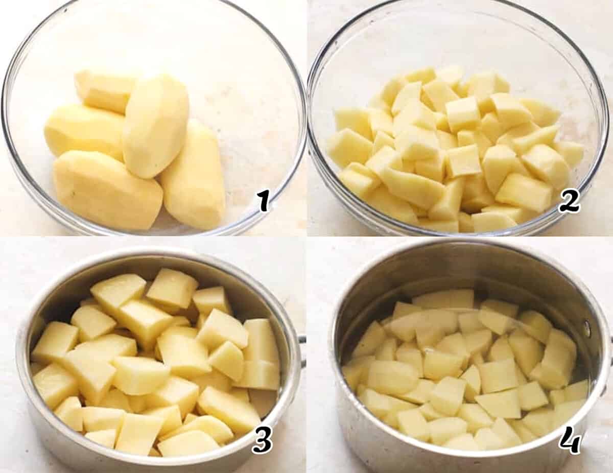 Peel, cut, and boil the spuds.