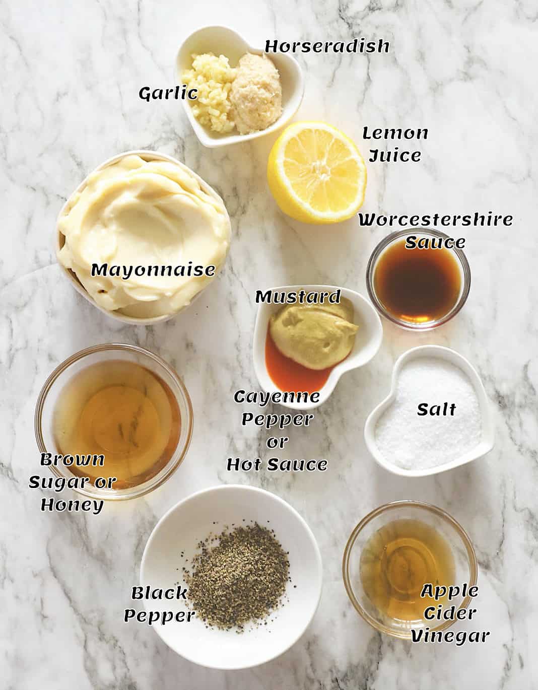 Ingredient list with options.