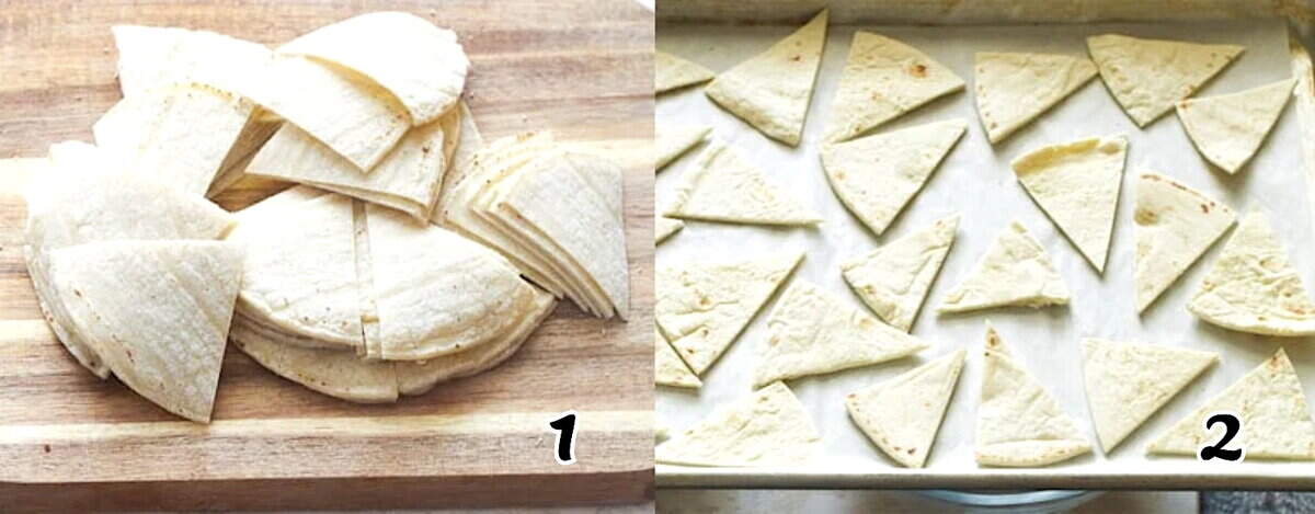 Avoid frying tortilla chips by brushing on a little oil, slice, and bake.