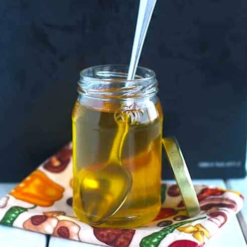 Learning how to make clarified butter is a great money-saver. The melted ghee in a glass jar will last a good six months.