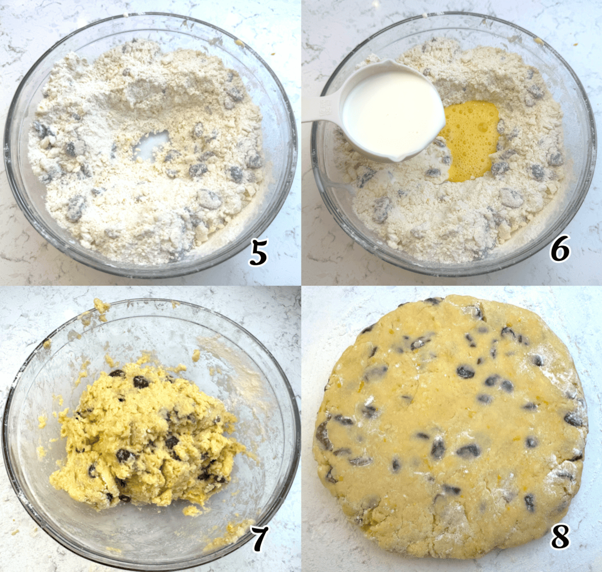 Add the egg and cream, mix well. Pat the dough out into a thick circle.