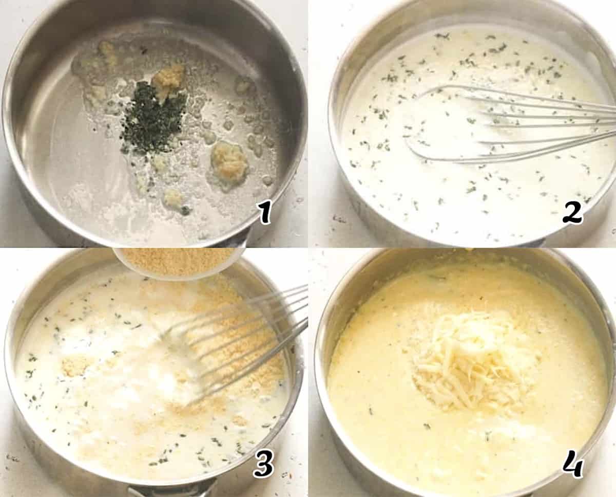 Saute the aromatics, heat the liquids, add the coarse cornmeal in a steady stream, simmer, and add the cheese.