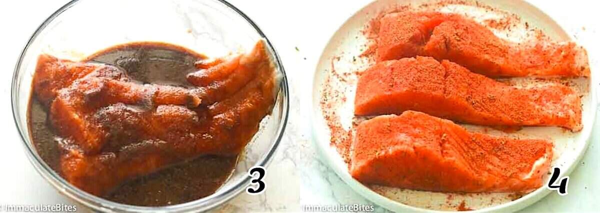 Marinate the fillets, then add the dry rub.