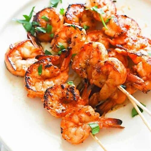 Marinated shrimp fresh off the grill.