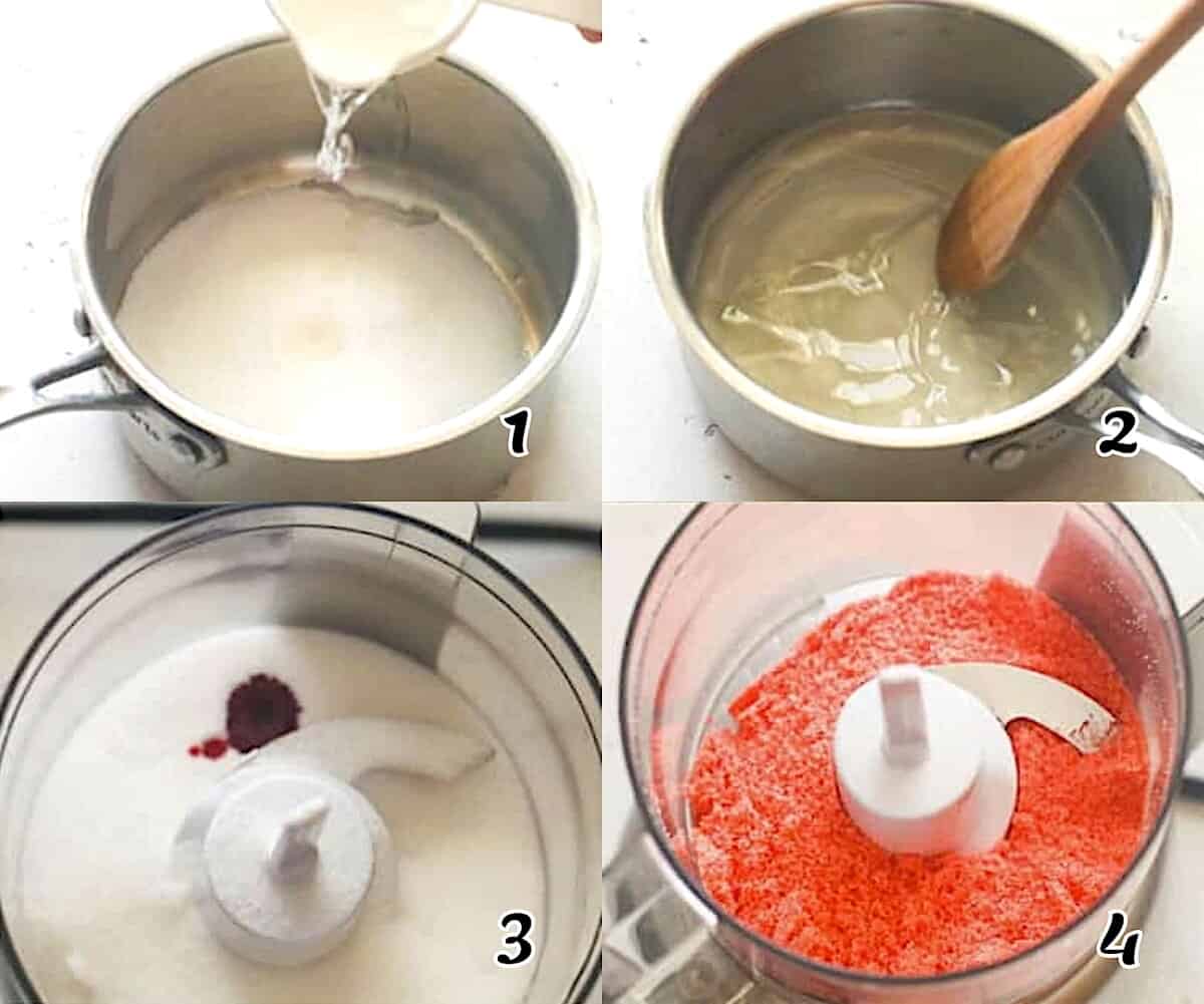 Make the simple syrup and color the sugar to rim the glasses for a little extra.