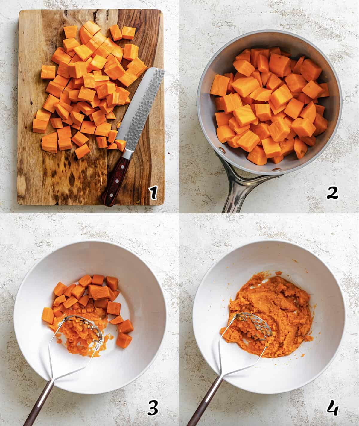 Cook the veg and mash it.