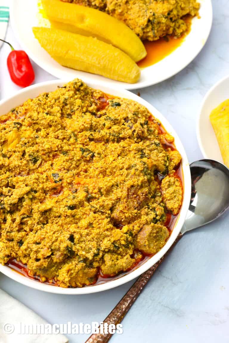 Enjoying a stew made with egusi seeds.