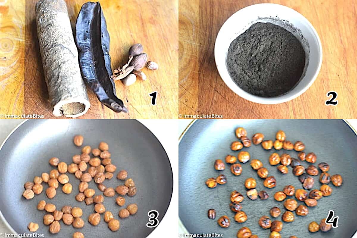 Grind the mbongo spices or buy them already ground and toast the njansa seeds.