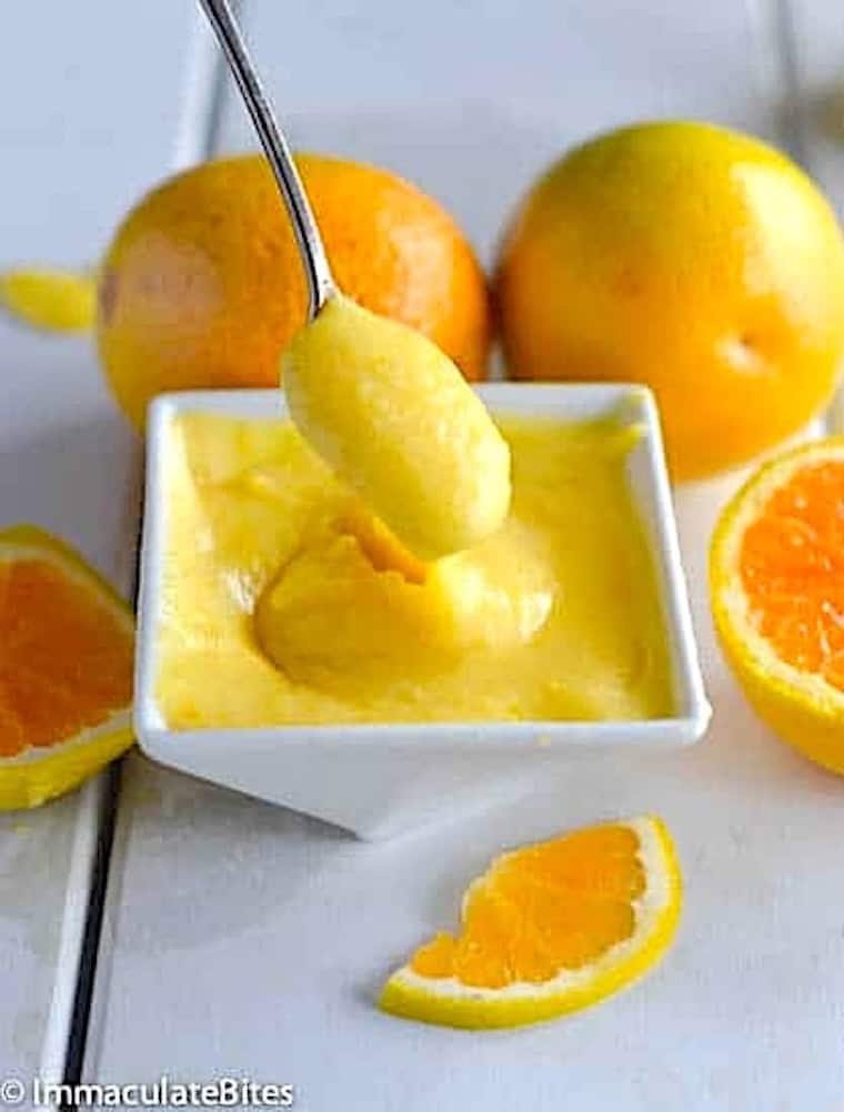 Drizzling a twist on the traditional lemon curd made with oranges.