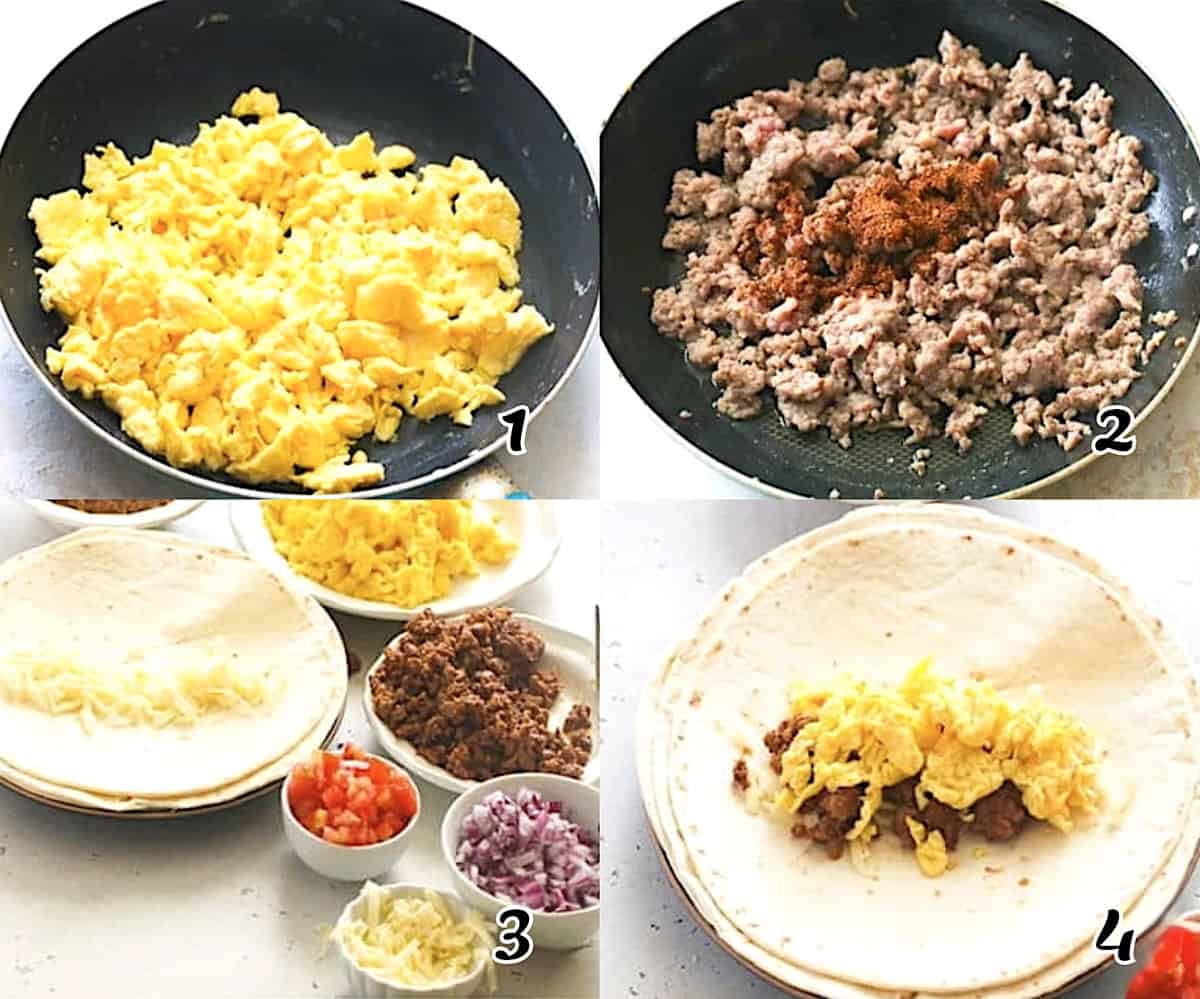 Prep the fillings and fill the tortillas.