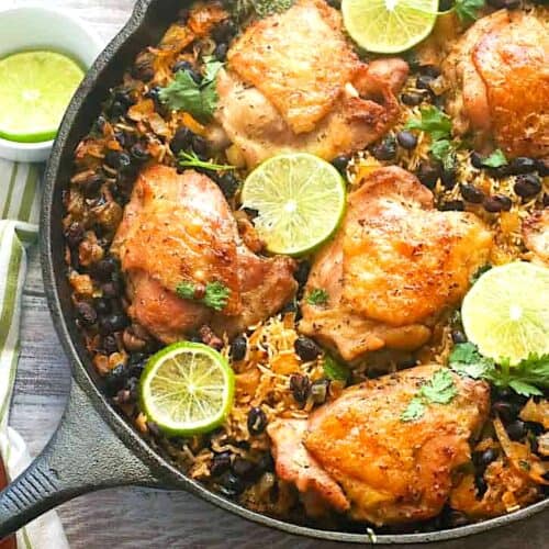 Serving up one-pot cilantro lime chicken and rice fresh from the oven.