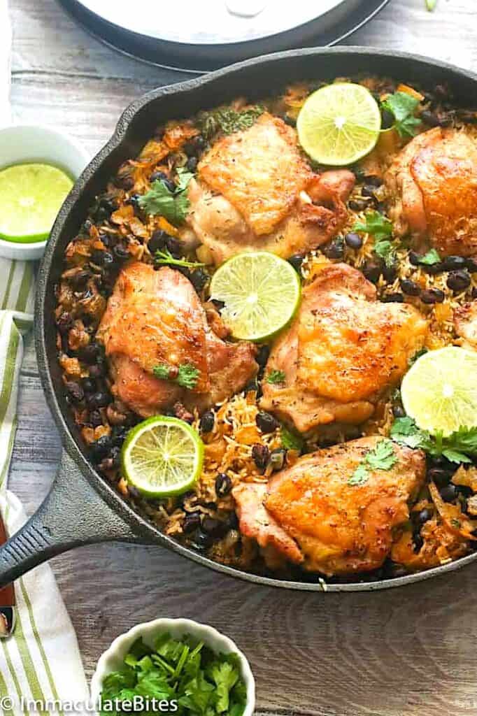 Serving up one-pot cilantro lime chicken and rice fresh from the oven.