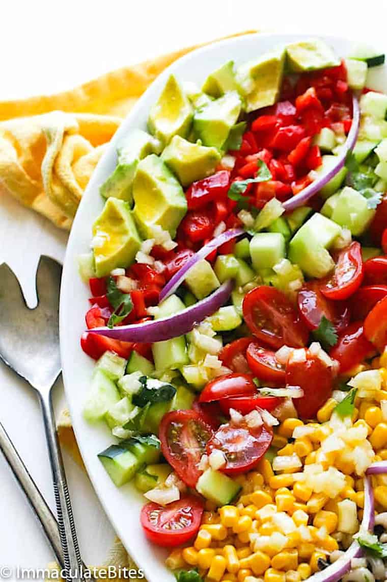 Black eyed peas and corn make a satisfying salad.