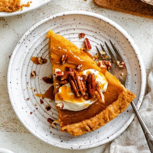 Serving up a silky smooth slice of condensed milk sweet potato pie for Southern comfort food.