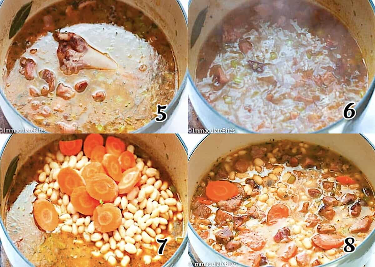 Simmer in broth until done and veggies are tender.