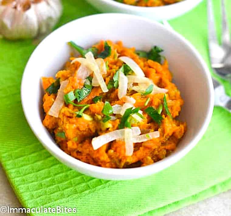 Mashed sweet potatoes with avocado is filling and delicious, and perfect for Veganuary.
