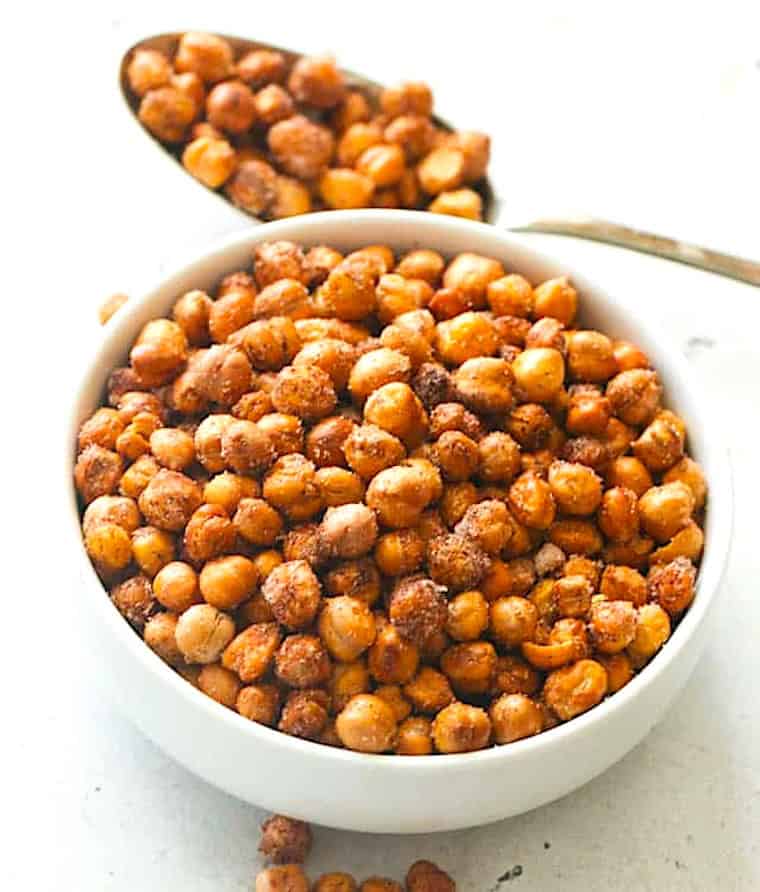 Roasted chickpeas deliver a Veganuary worthy snack.