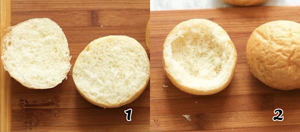 Hollow out the bread rolls.