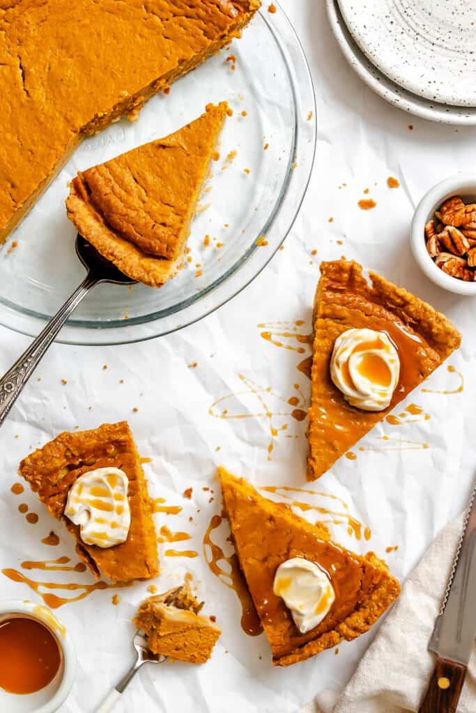 Serving up soul food classic sweet potato pie.