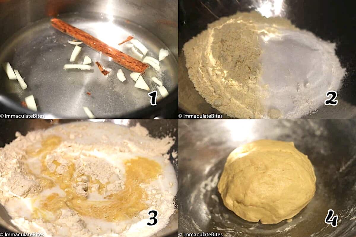 Simmer the syrup, combine doughnut ingredients, and knead.