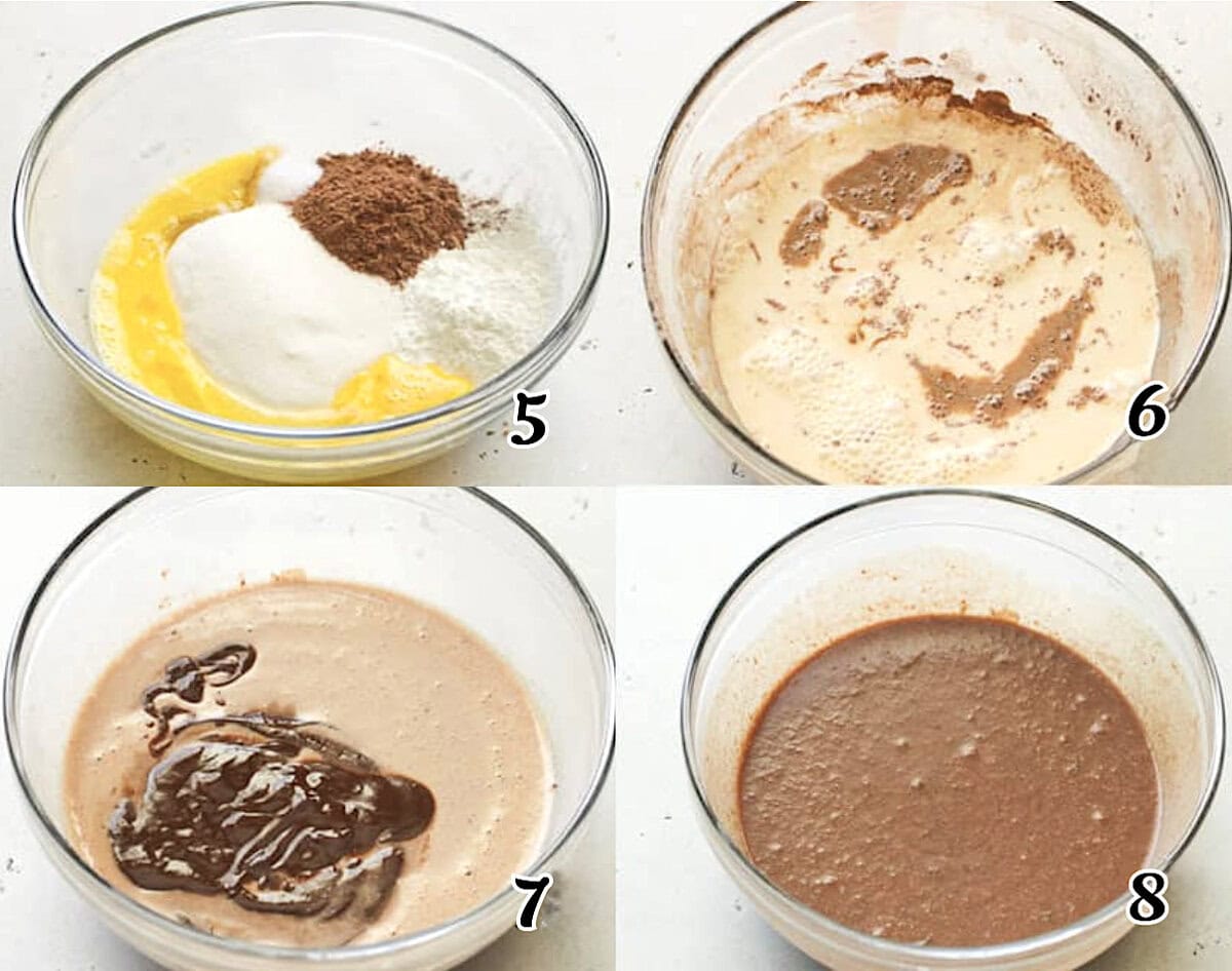 Mix the granulated sugar, cornstarch, cocoa powder, eggs, milk and vanilla extract.