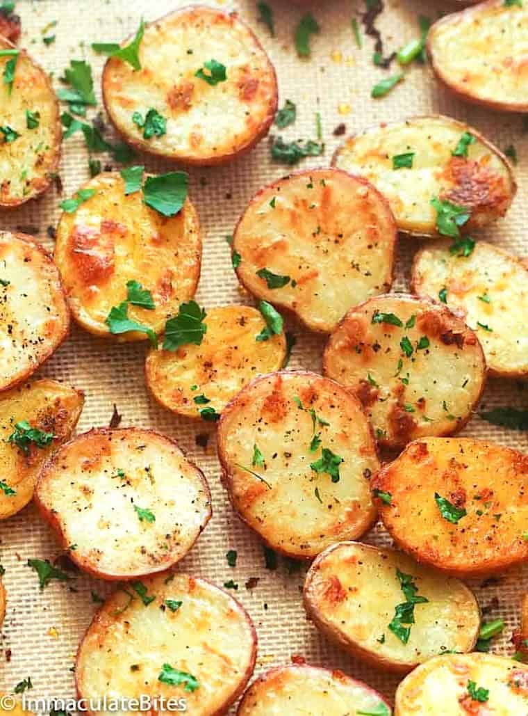 Freshly baked, oven roasted red potatoes make a great holiday side.