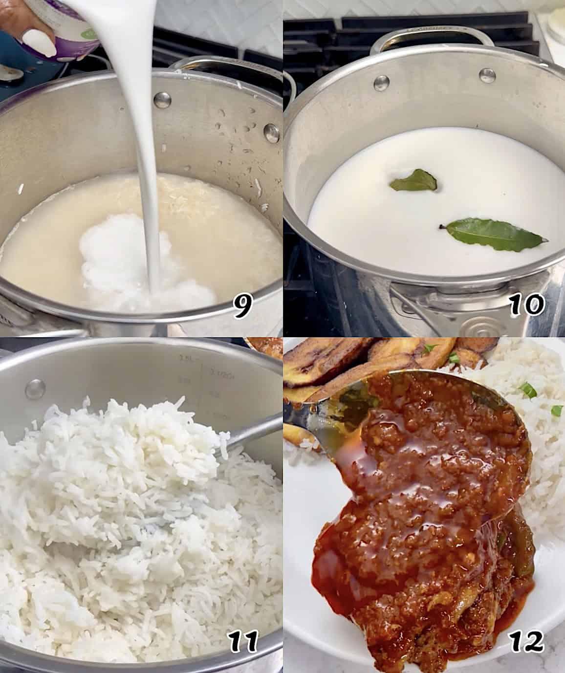 Make the coconut rice and serve it with the stew.