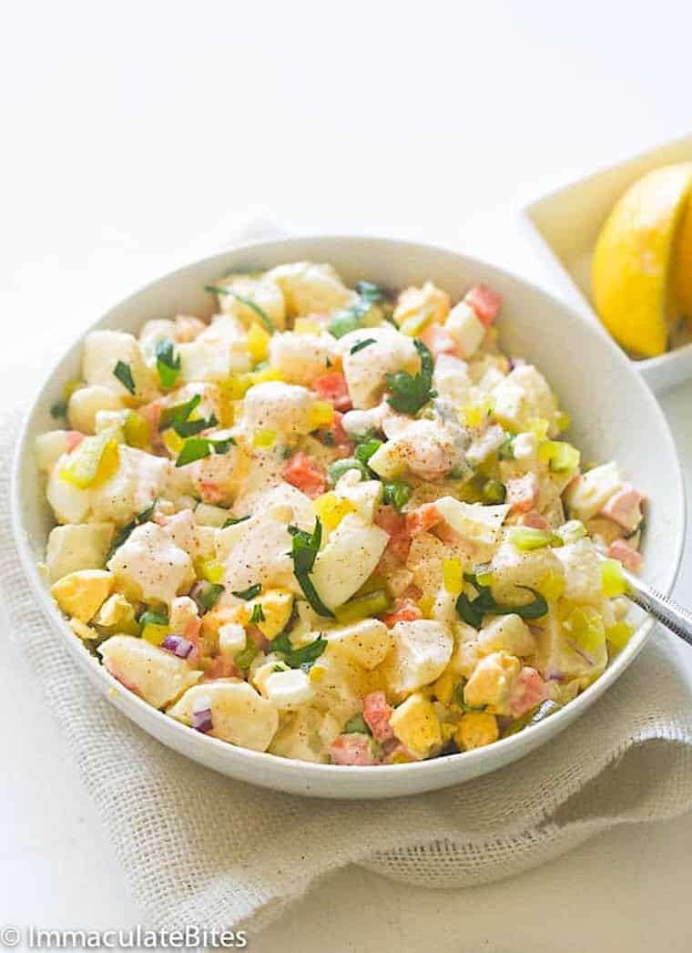 Anything goes great with a Caribbean-style potato salad.