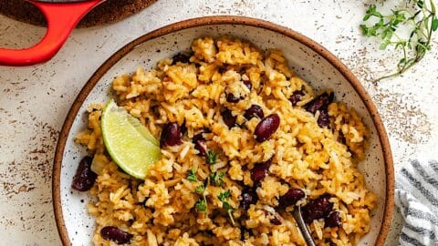Freshly made Caribbean rice and beans for easy comfort food.