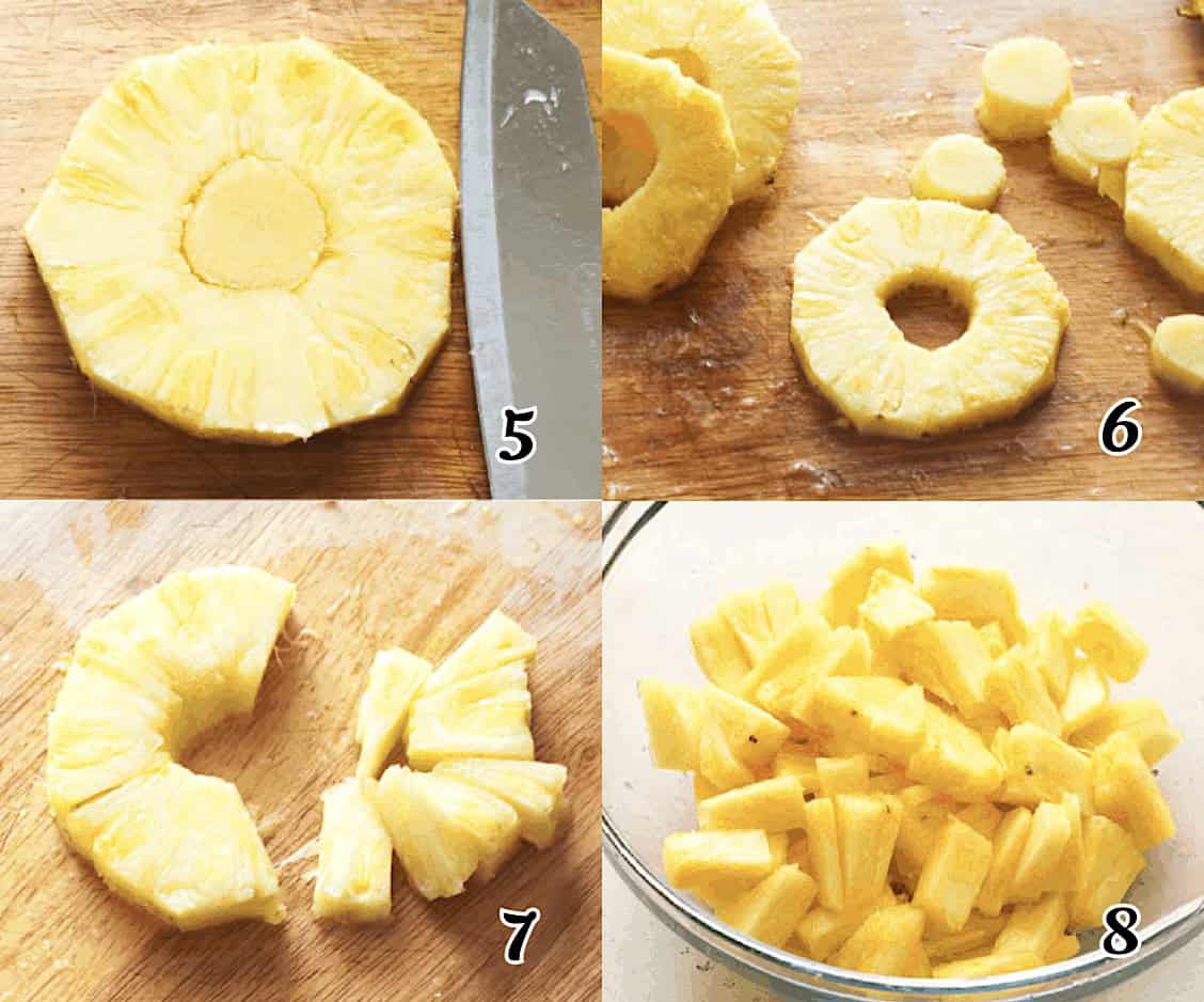 Cut the core out of the rings and use as is, or slice the ring into chunks,