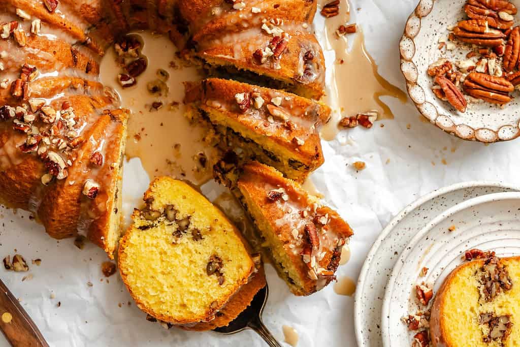 Freshly baked Sock it to Me cake just in time for the holidays.