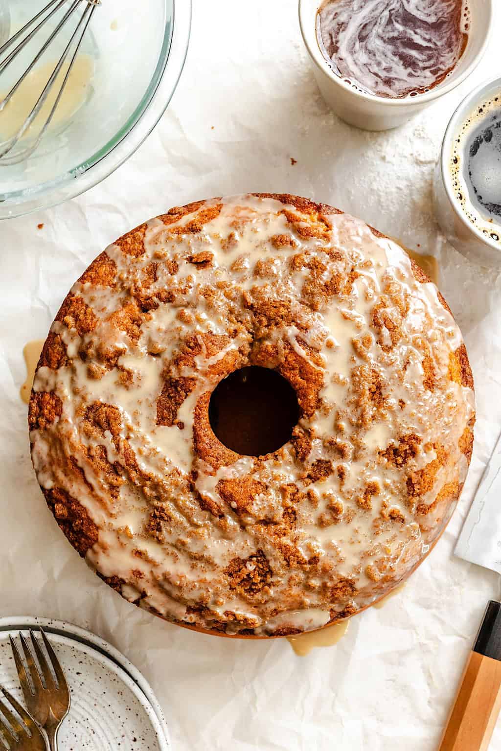 A freshly glazed coffee cake perfect for the holidays.