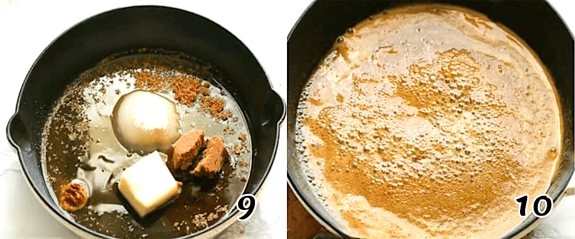 Simmer the sauce ingredients.