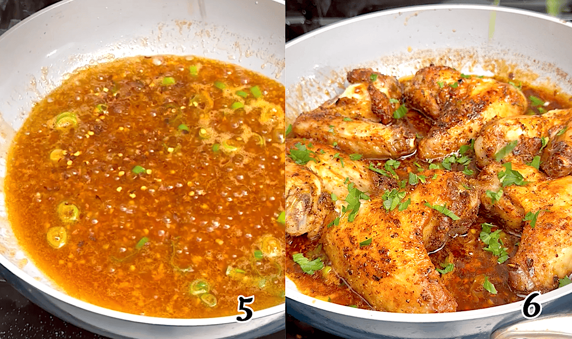 Finish the sauce, and coat the wings. Ready!