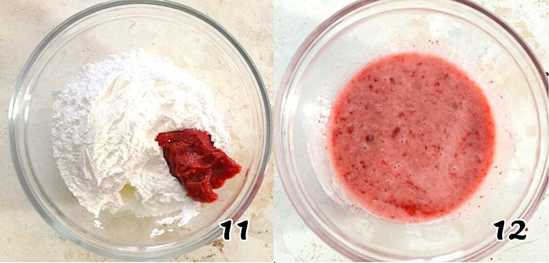 Make the glaze, drizzle it on the cake, and dust with powdered sugar.