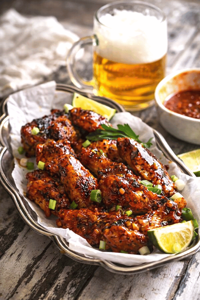Sweet, sticky, spicy chicken wings ready to comfort your soul.