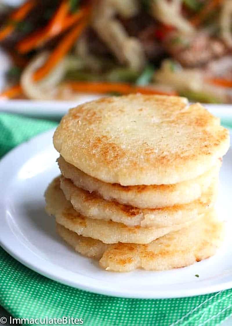 A stack of bammies ready for escovitch fish.