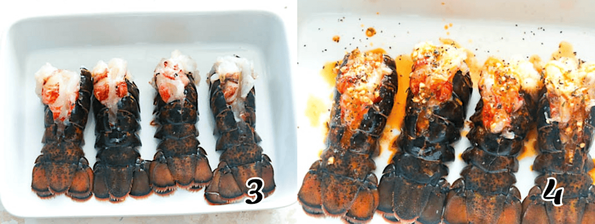 Brushing with garlic butter and broiling.