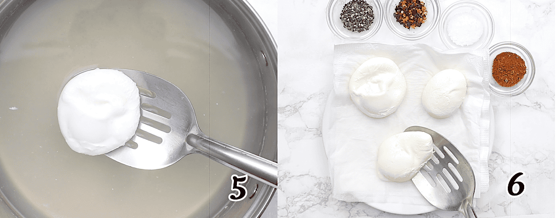 Gently removed the poached egg, and enjoy.