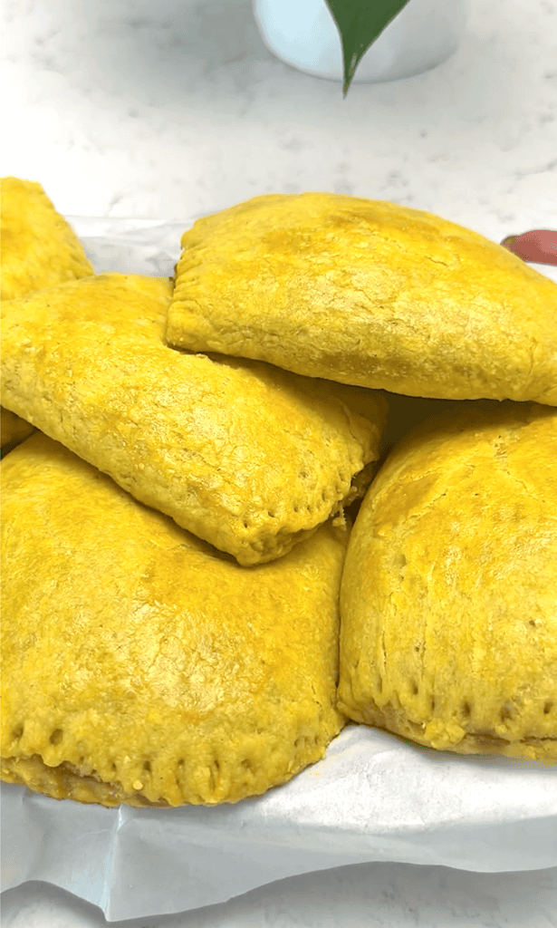 Getting ready to enjoy savory, satisfying Jamaican beef patties.