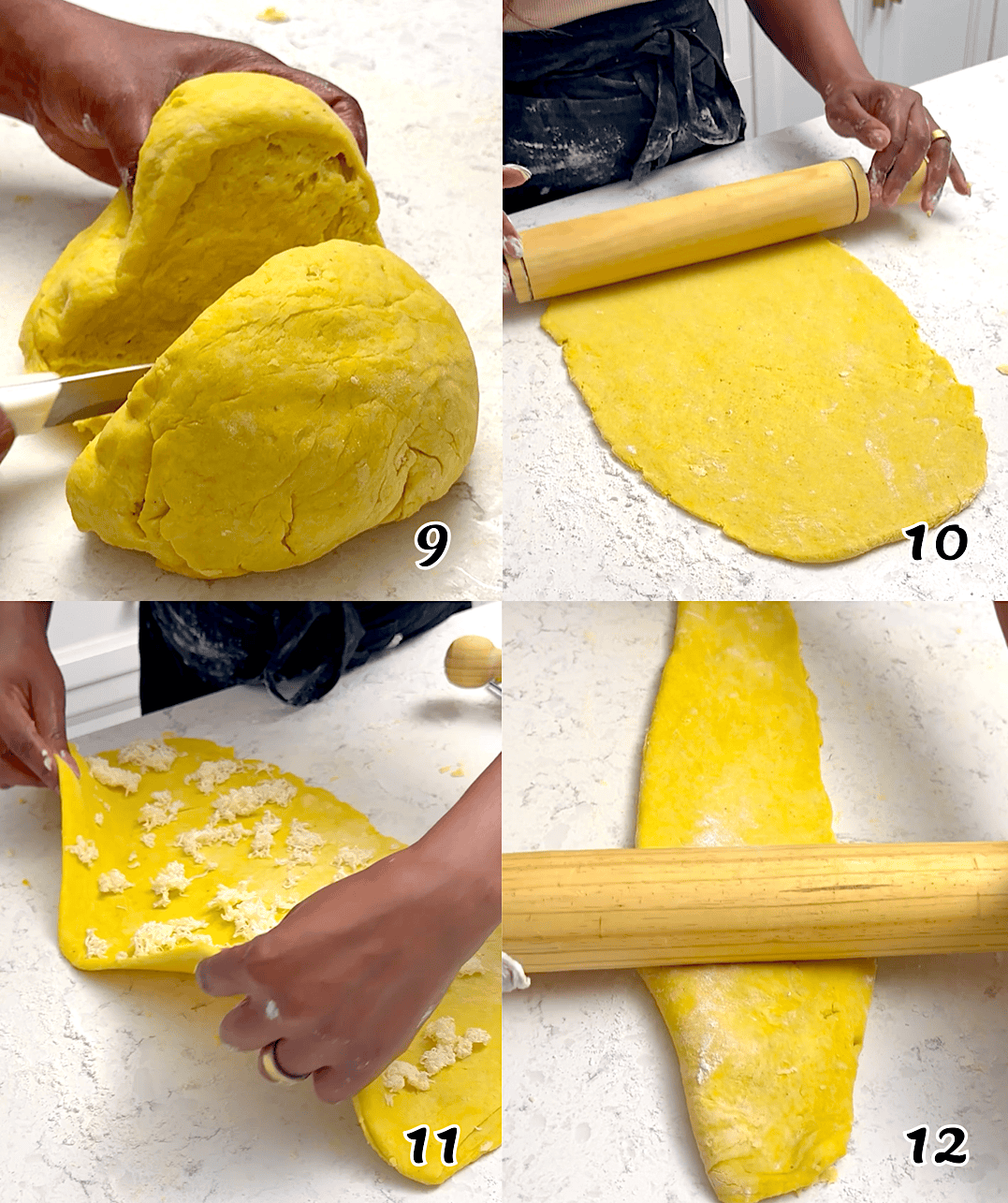 Knead the dough and roll it out.