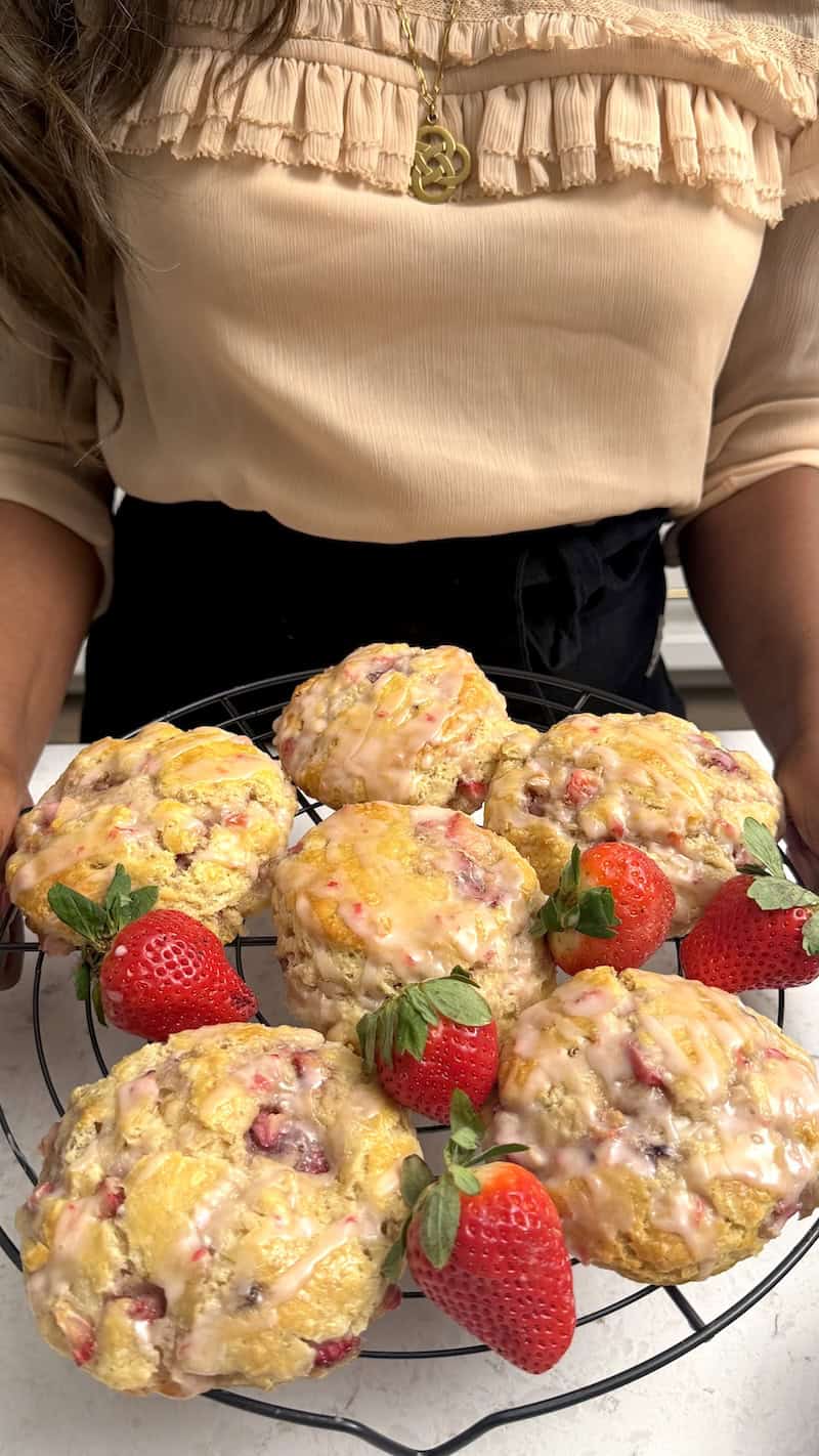 Imma serving up a plateful of strawberry glazed biscuits.