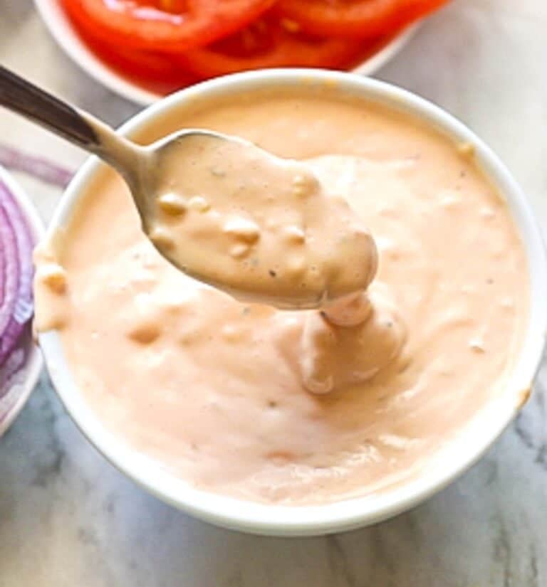 Freshly made burger sauce ready to ramp up your cookouts.