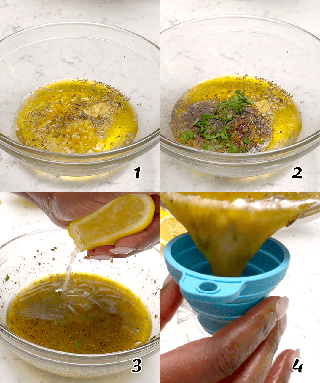 Make the dressing and pour it into a bottle to serve.