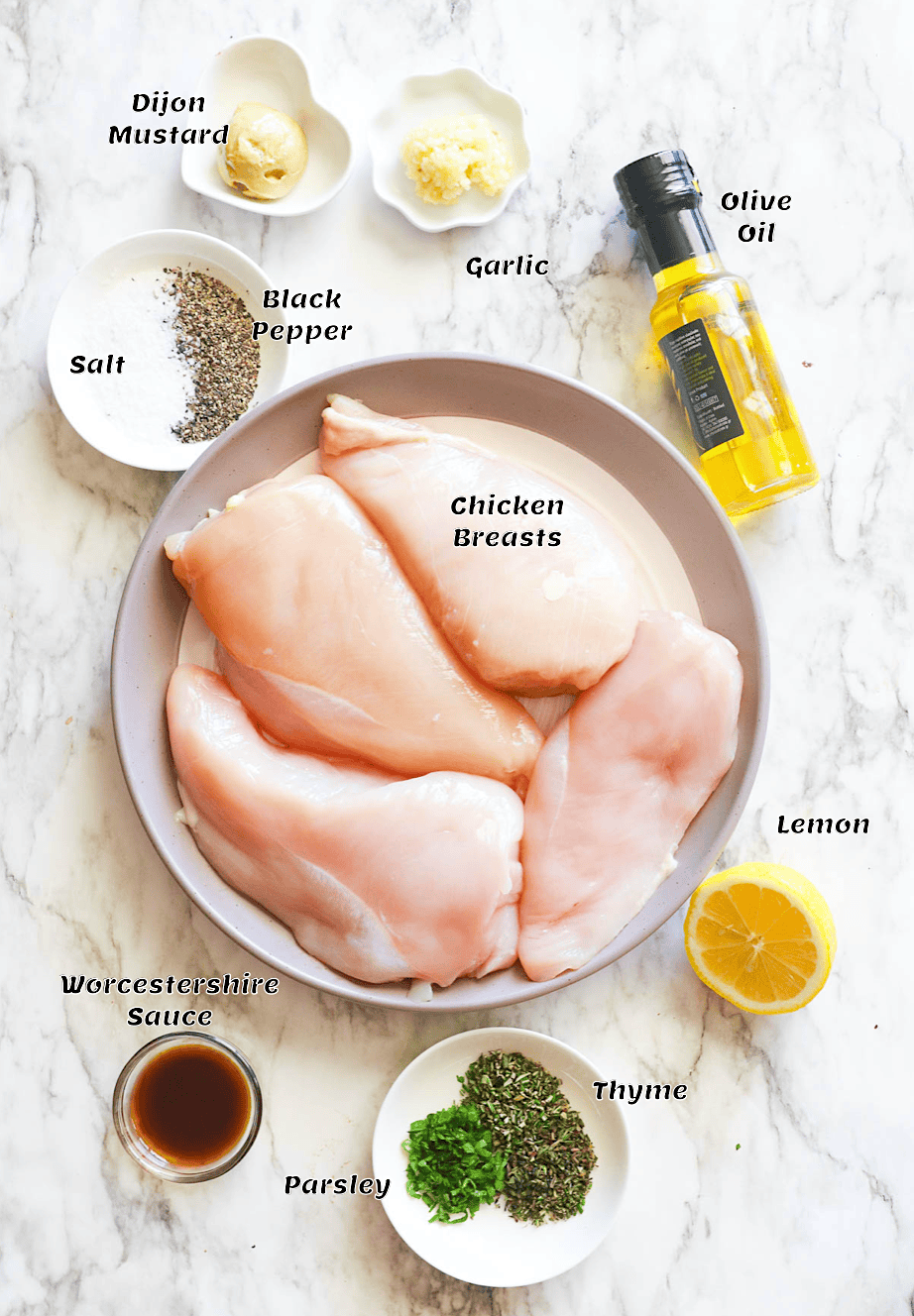 The grilling ingredients.
