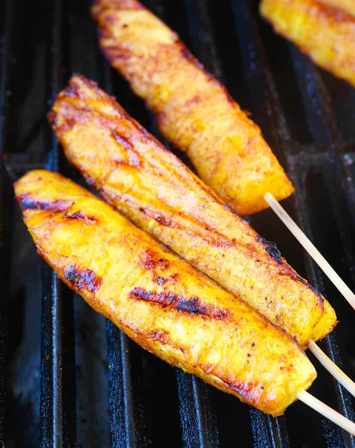 Taking pineapple off the grill for a fantastic side or dessert ingredient.