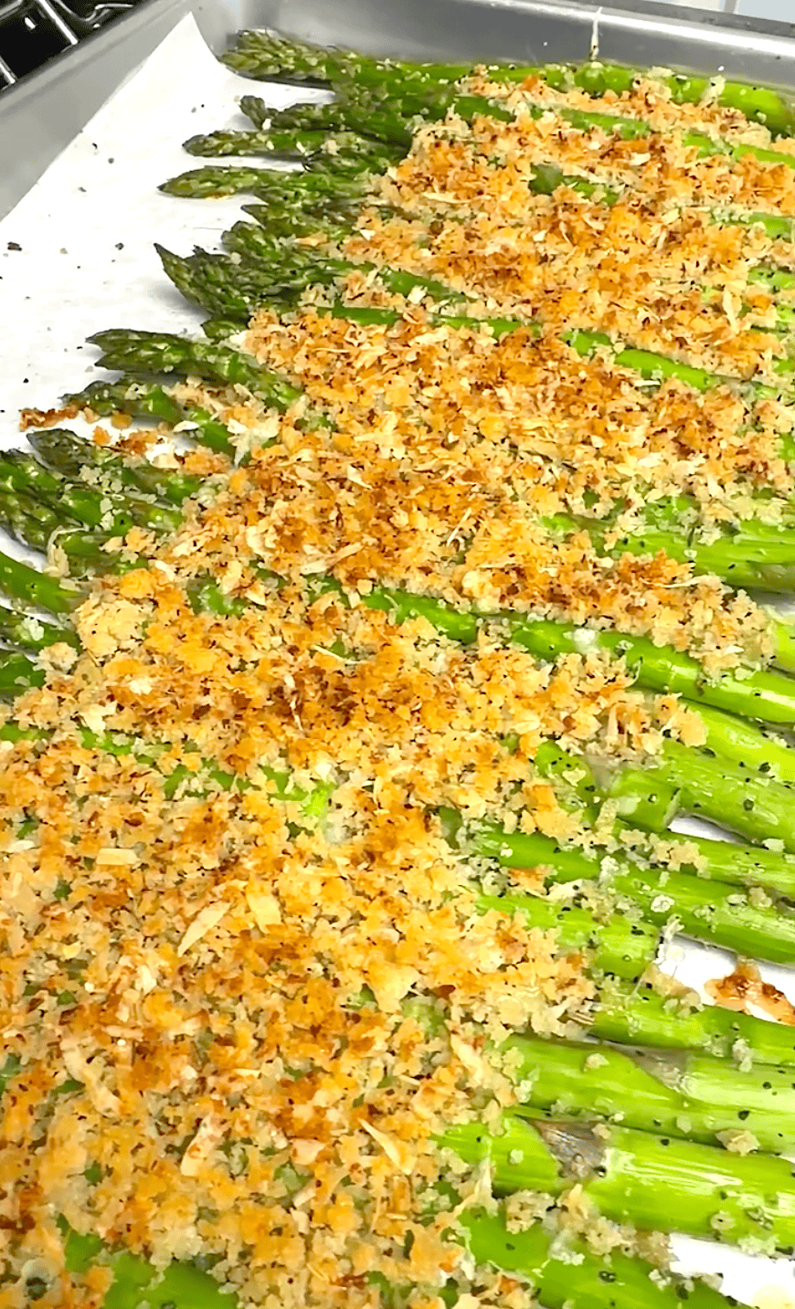 Parmesan crusted asparagus fresh from the oven and ready to impress.