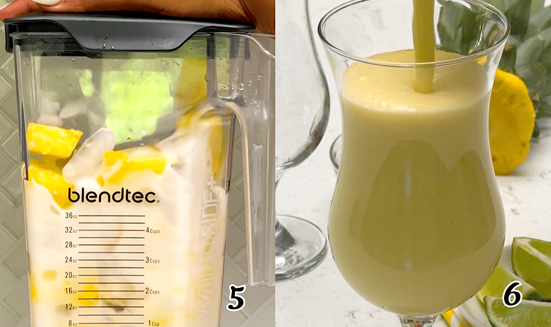Blend and pour for a chilled pineapple coconut drink.