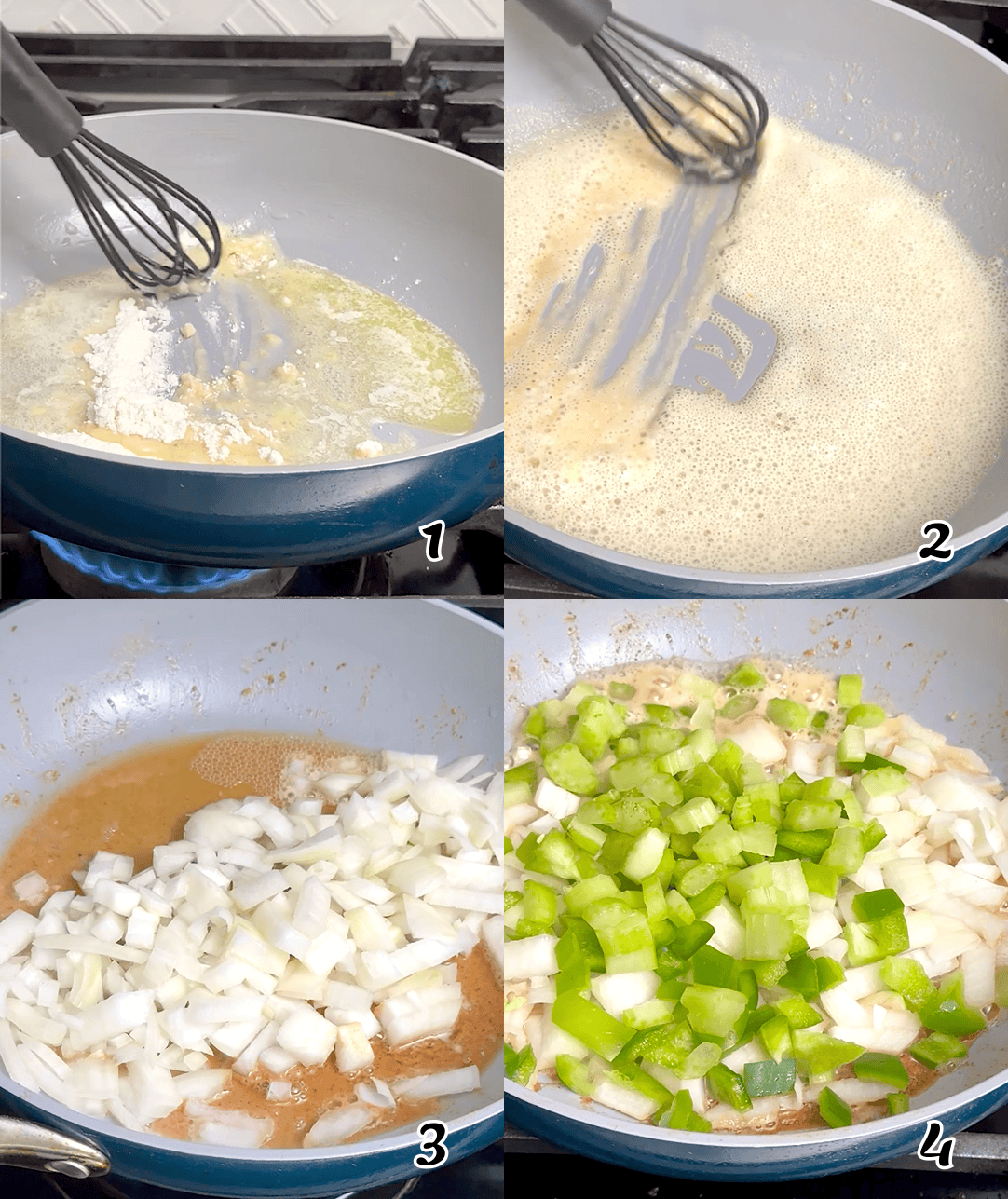 Make the roux and add the aromatics.